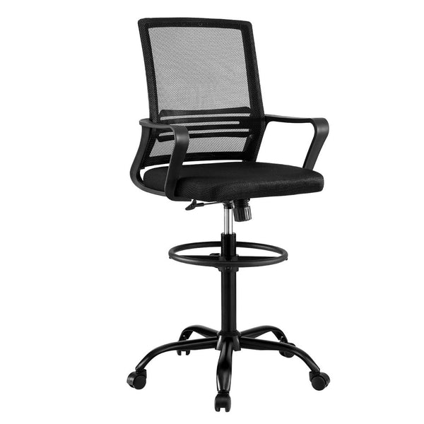 Artiss Office Chair Drafting Chairs Stool Computer Desk Studios Mesh Black Office Chairs