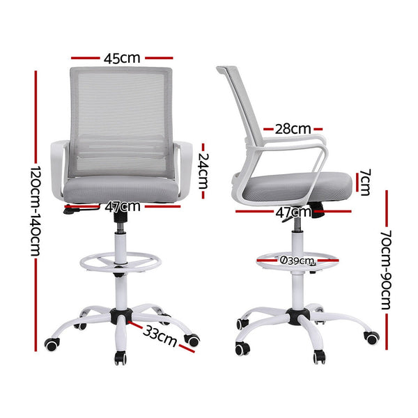 Artiss Office Chair Drafting Chairs Stool Computer Desk Studios Mesh White Office Chairs