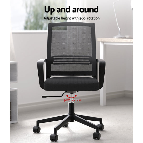 Artiss Mesh Office Chair Computer Gaming Desk Chairs Work Study Mid Back Black Office Chairs