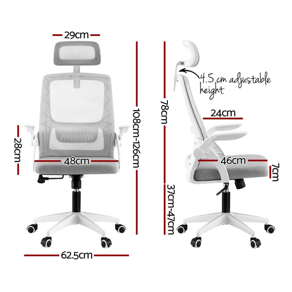 Artiss Ergonomic Office Chair Computer Desk Chairs Headrest Adjustable Grey Office Chairs