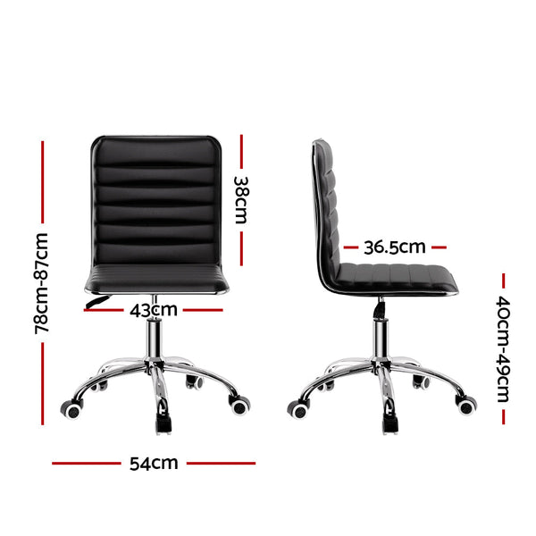 Office Chairs Artiss Office Chair Conference Chairs Pu Leather Low Back Black