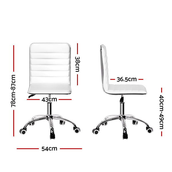 Artiss Office Chair Conference Chairs Pu Leather Low Back White Office Chairs