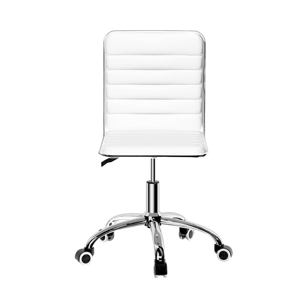 Artiss Office Chair Conference Chairs Pu Leather Low Back White Office Chairs