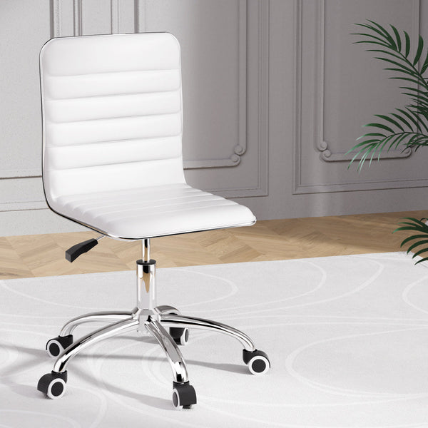 Artiss Office Chair Conference Chairs Pu Leather Low Back White Office Chairs
