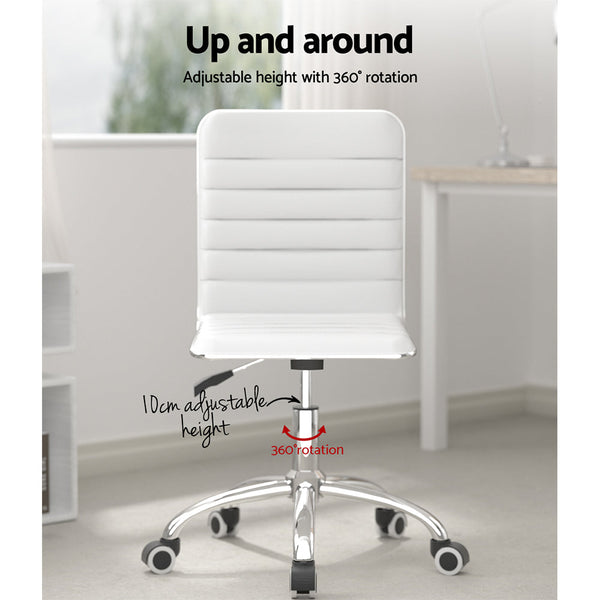 Artiss Office Chair Conference Chairs Pu Leather Low Back White Office Chairs