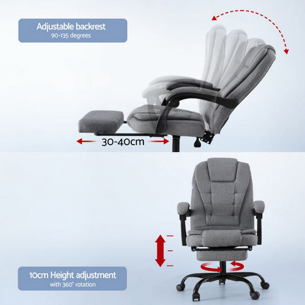 Artiss Office Chair Executive Fabric Seat Racing Computer Desk Chairs Footrest Office Chairs