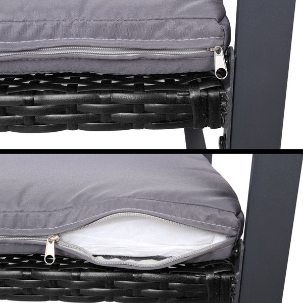 Gardeon 4 Pcs Outdoor Sofa Set Rattan Furniture Glass Top Table Chairs Black Patio Furniture Sets