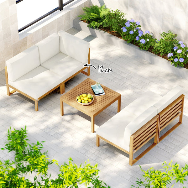 Gardeon 4 Seater Outdoor Sofa Set Wooden Lounge Setting 5Pcs Loungers