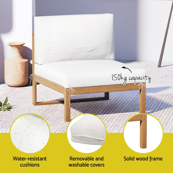 Gardeon 4 Seater Outdoor Sofa Set Wooden Lounge Setting 5Pcs Loungers