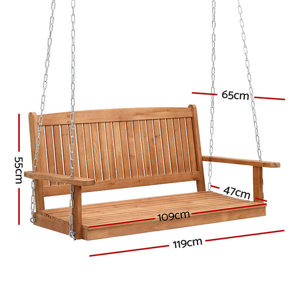 Gardeon Porch Swing Chair With Chain Outdoor Furniture Bench 2 Seater Chairs