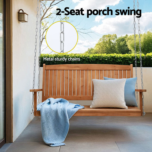 Gardeon Porch Swing Chair With Chain Outdoor Furniture Bench 2 Seater Chairs
