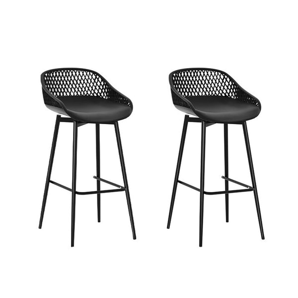 Gardeon 2Pc Outdoor Bar Stools Plastic Metal Dining Chair Patio Furniture Garden Benches Bar Stools