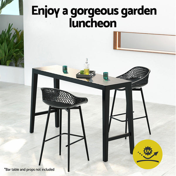 Gardeon 2Pc Outdoor Bar Stools Plastic Metal Dining Chair Patio Furniture Garden Benches Bar Stools
