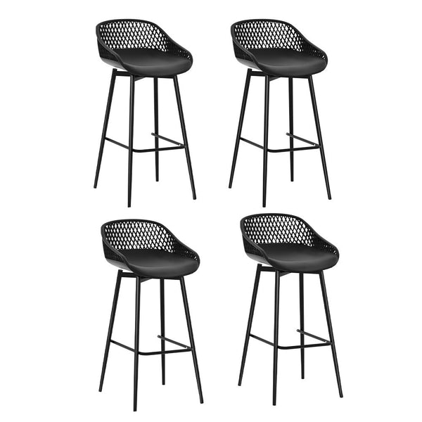 Gardeon 4 Piece Outdoor Bar Stools Plastic Metal Dining Chair Balcony Benches Bar Stools