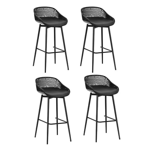 Gardeon 4 Piece Outdoor Bar Stools Plastic Metal Dining Chair Balcony Benches Bar Stools