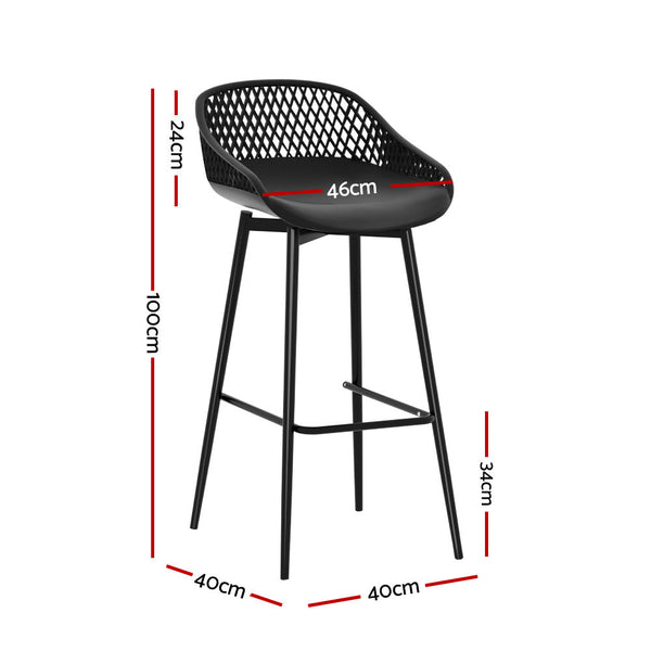 Gardeon 4 Piece Outdoor Bar Stools Plastic Metal Dining Chair Balcony Benches Bar Stools