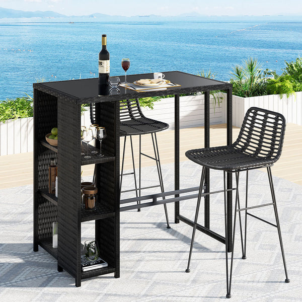 Gardeon Outdoor Bar Set Patio Furniture Dining Chairs Table And Chairs Wicker Outdoor Dining Sets