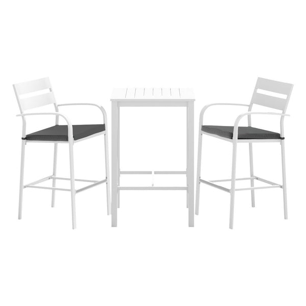 Gardeon Outdoor Bar Set Stools 3 Piece Dining Chairs Table Patio Aluminium Bistro Benches Bar Stools