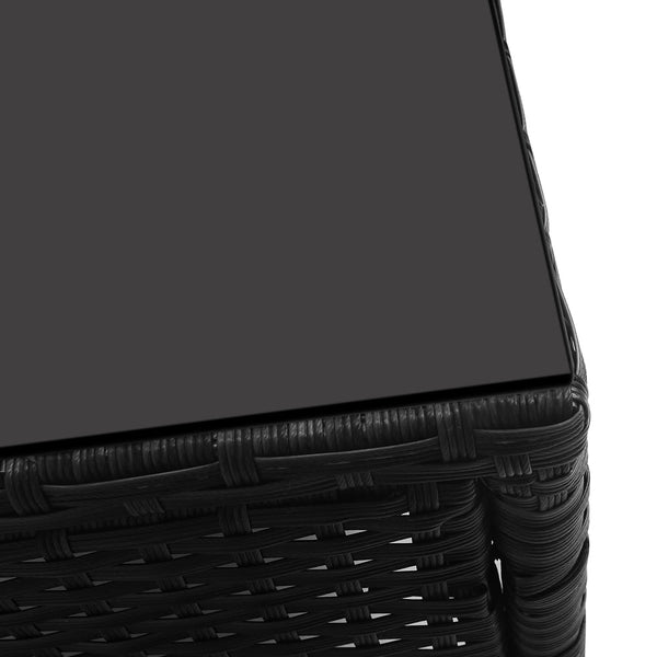 Gardeon 3Pc Outdoor Bistro Set Patio Furniture Wicker Chairs Table Cushion All Black Patio Furniture Sets