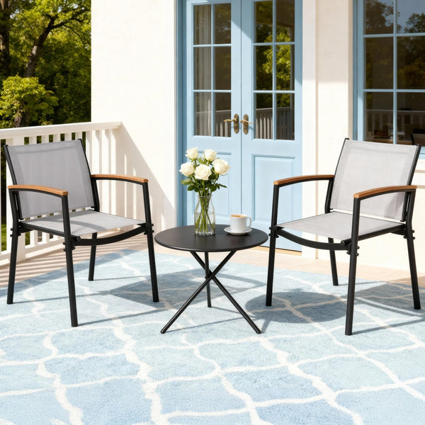 Gardeon 3Pc Outdoor Bistro Set Table And Chairs Steel Dining Patio Furniture Textilene Outdoor Dining Sets
