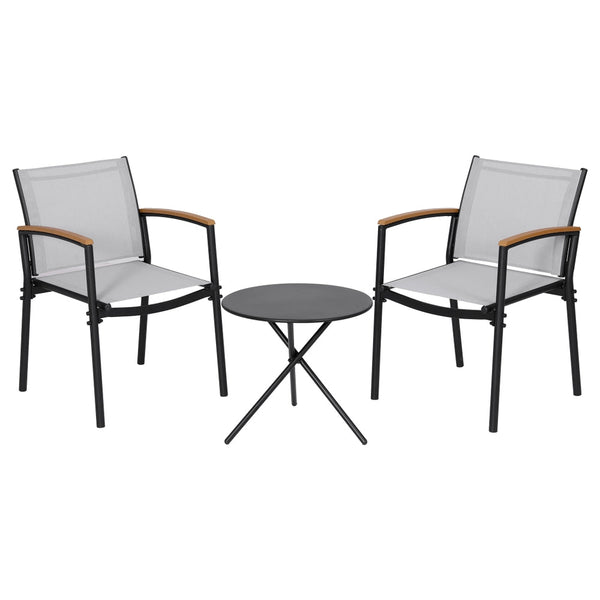 Gardeon 3Pc Outdoor Bistro Set Table And Chairs Steel Dining Patio Furniture Textilene Outdoor Dining Sets