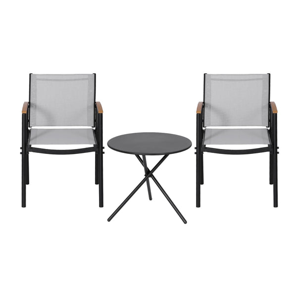 Gardeon 3Pc Outdoor Bistro Set Table And Chairs Steel Dining Patio Furniture Textilene Outdoor Dining Sets