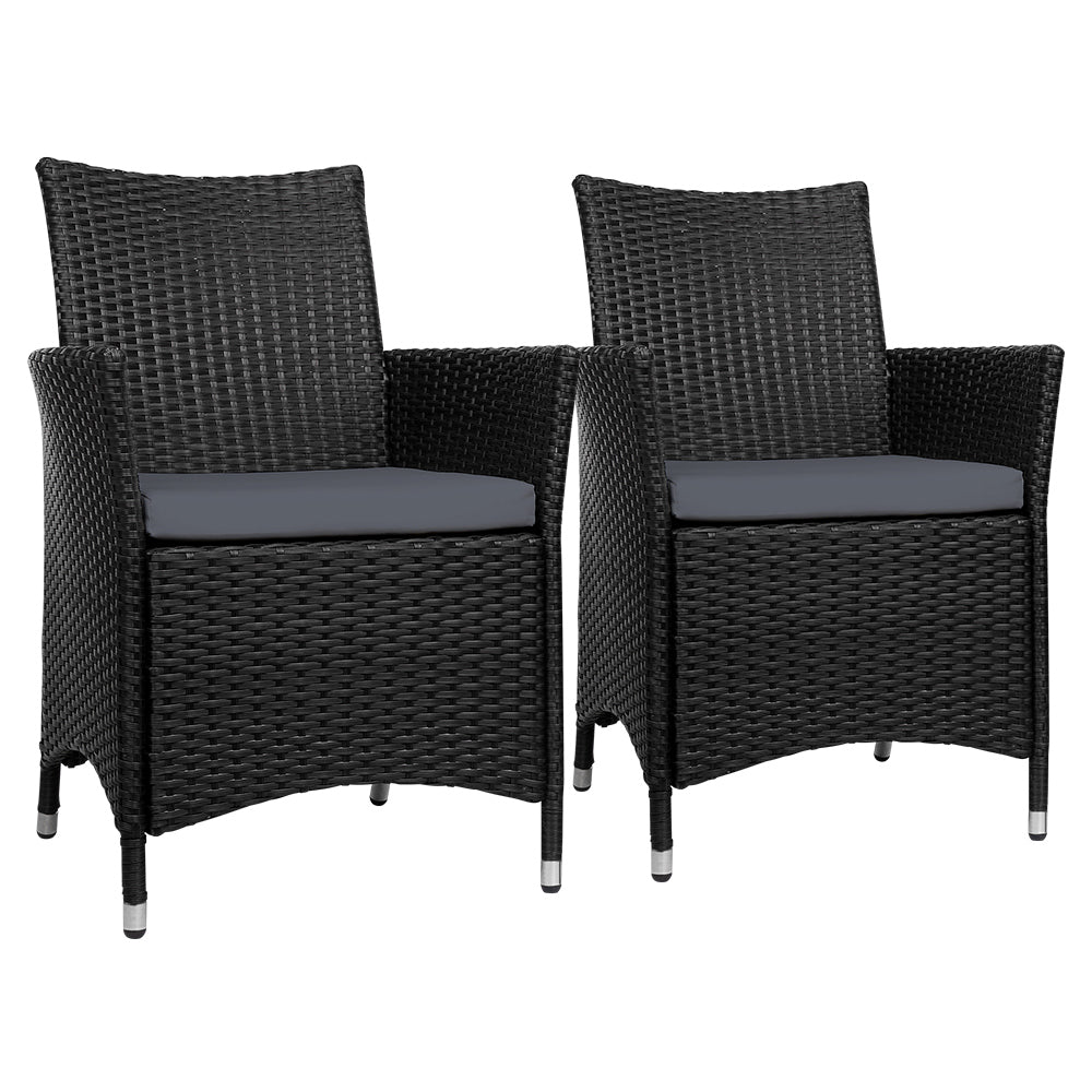 Gardeon Outdoor Dining Chairs Patio Furniture Wicker Garden Cushion Idris 2Pc Outdoor Dining Sets
