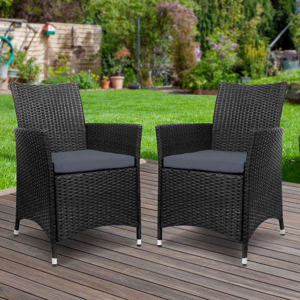 Gardeon Outdoor Dining Chairs Patio Furniture Wicker Garden Cushion Idris 2Pc Outdoor Dining Sets