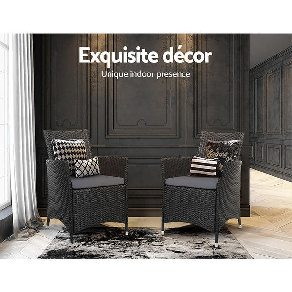 Gardeon Outdoor Dining Chairs Patio Furniture Wicker Garden Cushion Idris 2Pc Outdoor Dining Sets