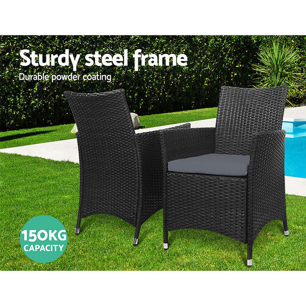 Gardeon Outdoor Dining Chairs Patio Furniture Wicker Garden Cushion Idris 2Pc Outdoor Dining Sets