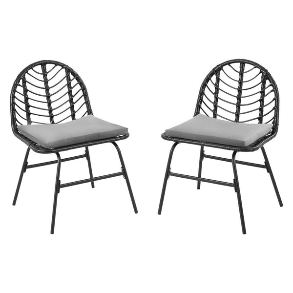 Gardeon 2X Outdoor Chairs Dining Lounge Wicker Patio Furniture Black Patio Chairs
