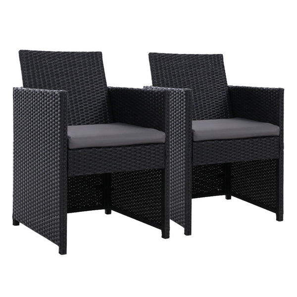 Gardeon 2Pc Outdoor Dining Chairs Patio Furniture Wicker Garden Cushion Hugo Patio Chairs