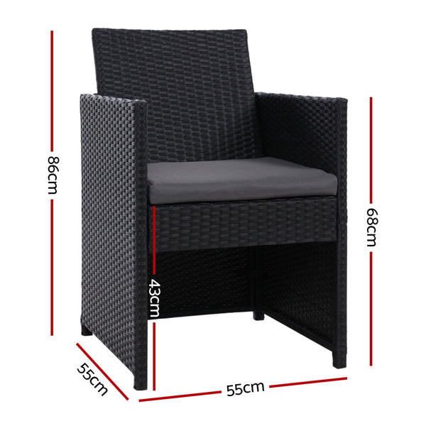 Gardeon 2Pc Outdoor Dining Chairs Patio Furniture Wicker Garden Cushion Hugo Patio Chairs