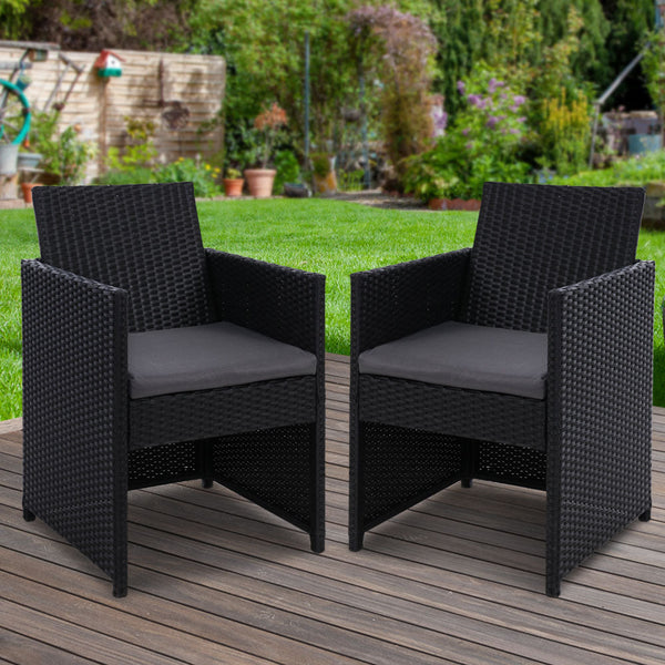 Gardeon 2Pc Outdoor Dining Chairs Patio Furniture Wicker Garden Cushion Hugo Patio Chairs