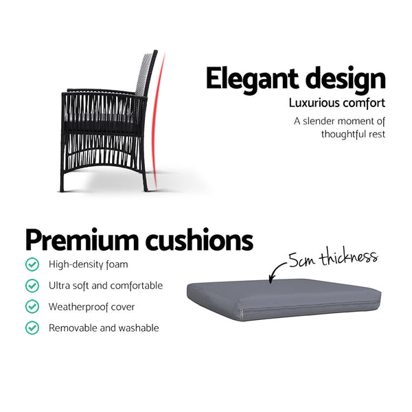 Gardeon 2Pc Outdoor Dining Chairs Patio Furniture Wicker Lounge Chair Garden Patio Chairs