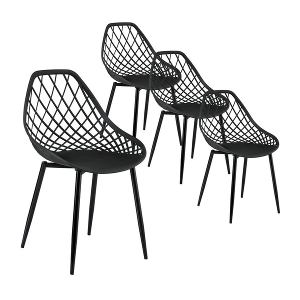 Gardeon 4Pc Outdoor Dining Chairs Pp Lounge Patio Garden Furniture Black Patio Chairs