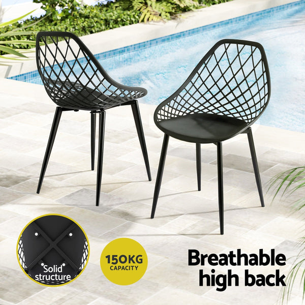 Gardeon 4Pc Outdoor Dining Chairs Pp Lounge Patio Garden Furniture Black Patio Chairs