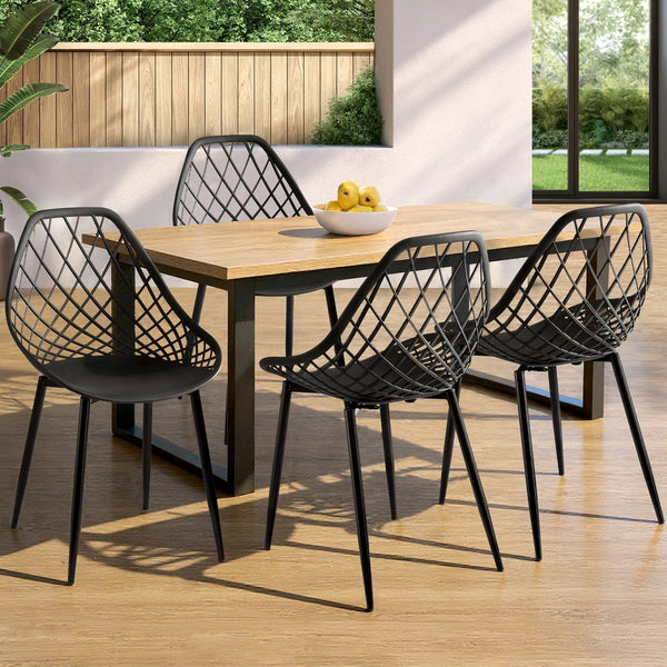 Gardeon 4Pc Outdoor Dining Chairs Pp Lounge Patio Garden Furniture Black Patio Chairs