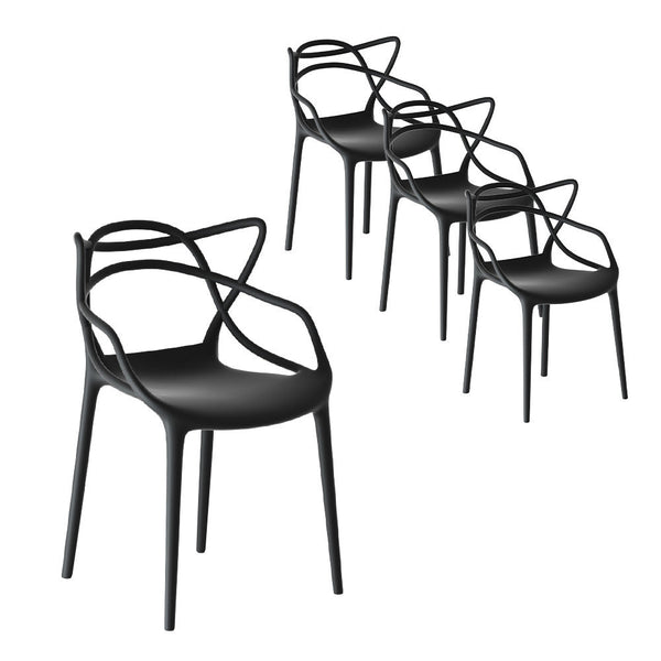 Patio Chairs Gardeon 4Pc Outdoor Dining Chairs Pp Portable Stackable Patio Furniture