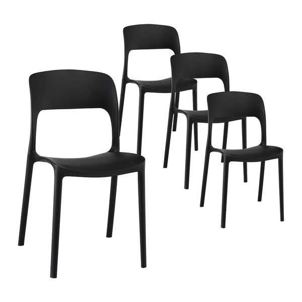 Gardeon 4Pc Outdoor Dining Chairs Stackable Pp Patio Garden Furniture Black Patio Chairs