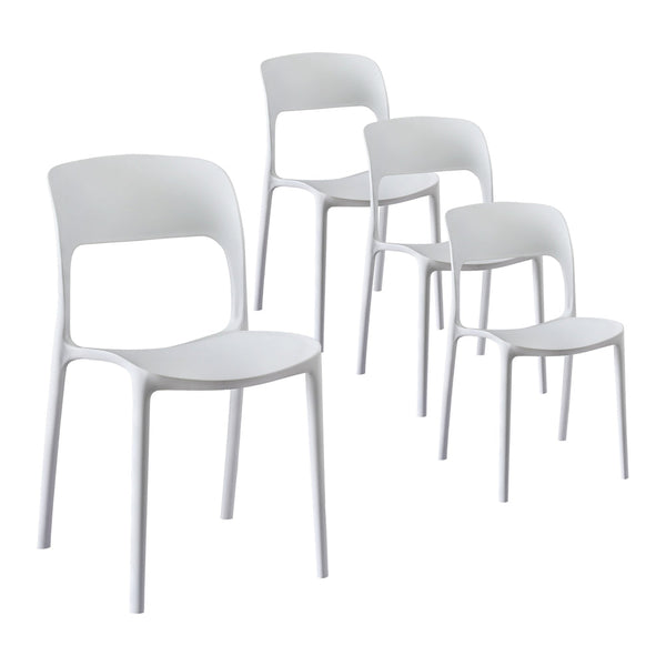 Gardeon 4Pc Outdoor Dining Chairs Stackable Pp Patio Garden Furniture White Patio Chairs