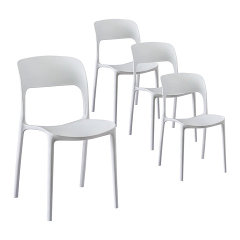 Gardeon 4Pc Outdoor Dining Chairs Stackable Pp Patio Garden Furniture White Patio Chairs