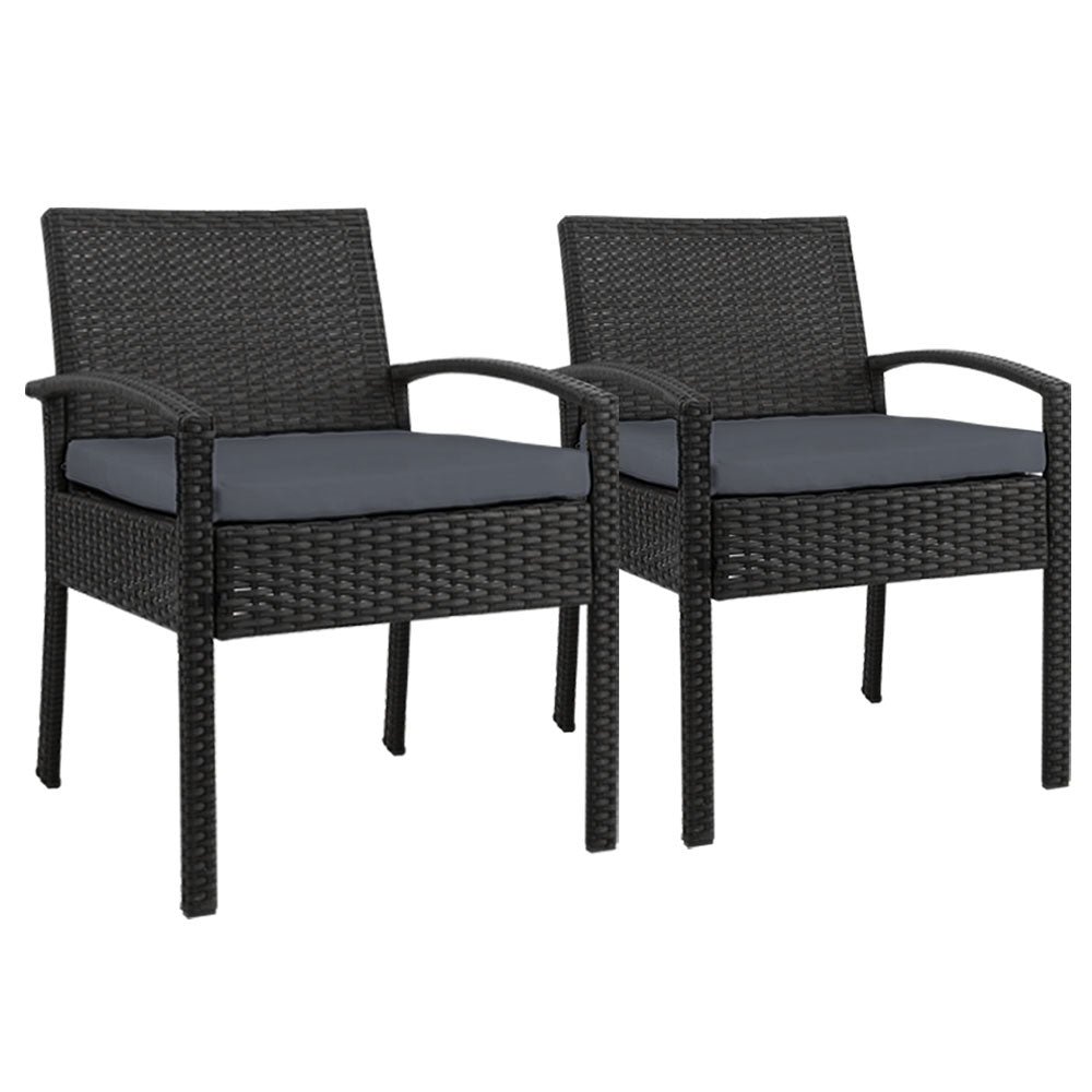 Gardeon 2Pc Outdoor Patio Furniture Rattan Lounge Chair Cushion Felix Dining Chairs
