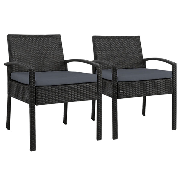 Gardeon 2Pc Outdoor Patio Furniture Rattan Lounge Chair Cushion Felix Dining Chairs