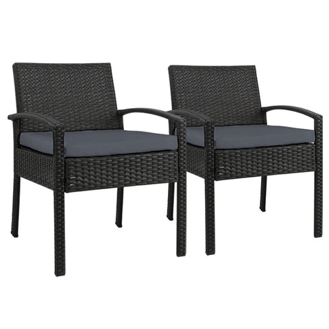 Gardeon 2Pc Outdoor Patio Furniture Rattan Lounge Chair Cushion Felix Dining Chairs