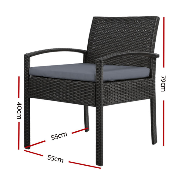 Gardeon 2Pc Outdoor Patio Furniture Rattan Lounge Chair Cushion Felix Dining Chairs