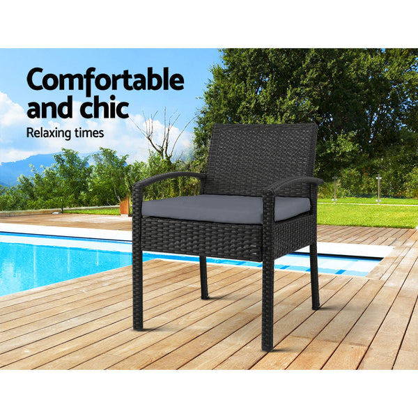 Gardeon 2Pc Outdoor Patio Furniture Rattan Lounge Chair Cushion Felix Dining Chairs
