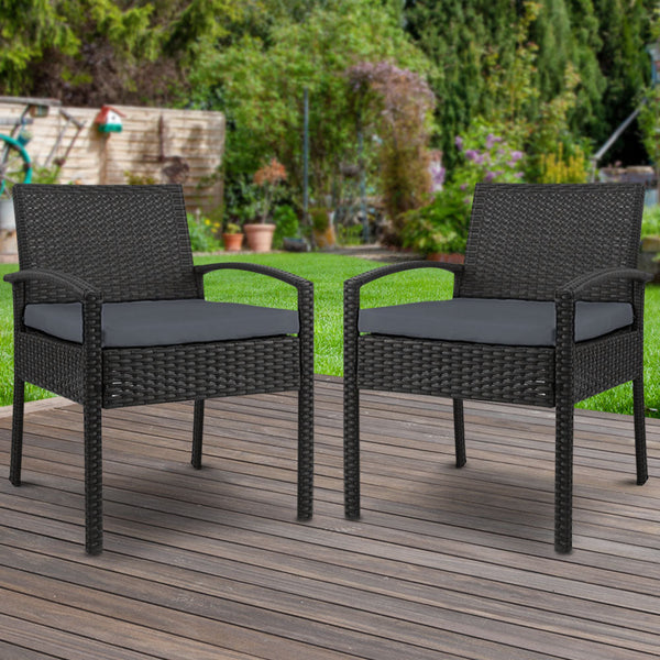 Gardeon 2Pc Outdoor Patio Furniture Rattan Lounge Chair Cushion Felix Dining Chairs