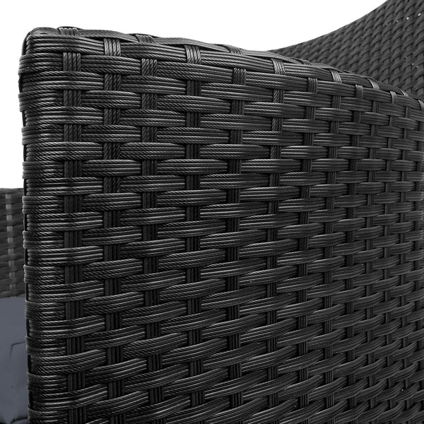 Gardeon 3Pc Bistro Set Outdoor Furniture Rattan Table Chairs Cushion Patio Garden Idris Patio Furniture Sets