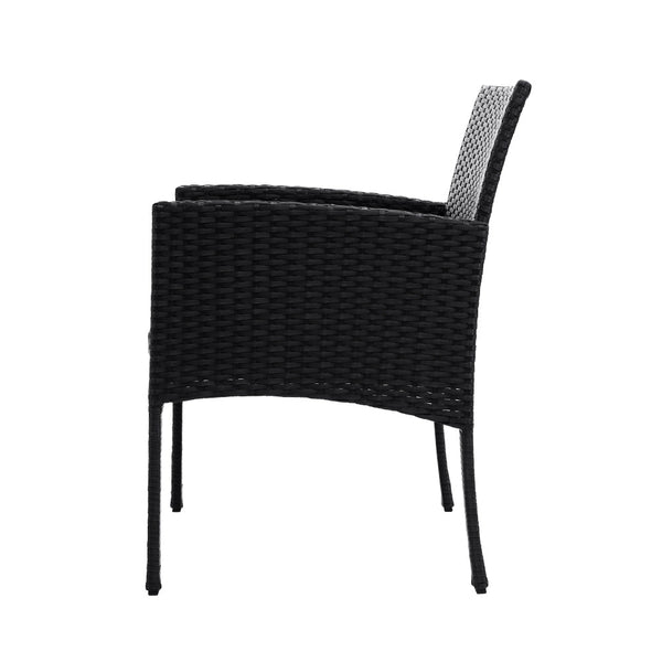 Gardeon 3Pc Bistro Set Outdoor Furniture Rattan Table Chairs Cushion Patio Garden Ezra Patio Furniture Sets